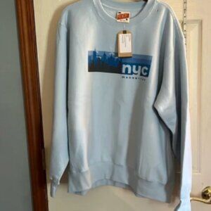 NWT-MV Sport-L-blue-pro weave, crewneck, long sleeve, pull over, sweatshirt.